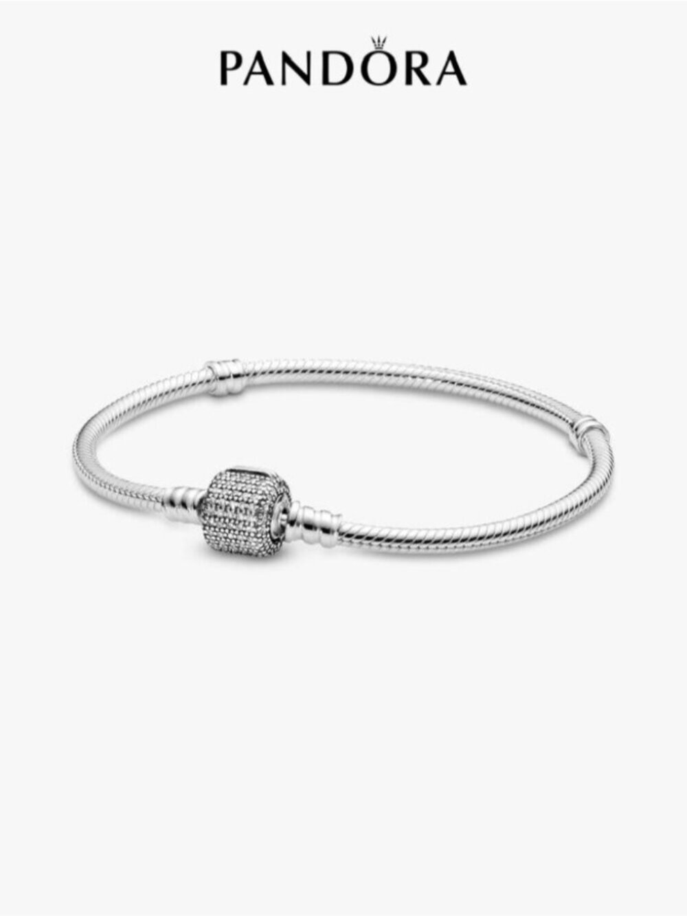 Pandora Moments Sparkling Pavé Clasp Snake Chain Bracelet